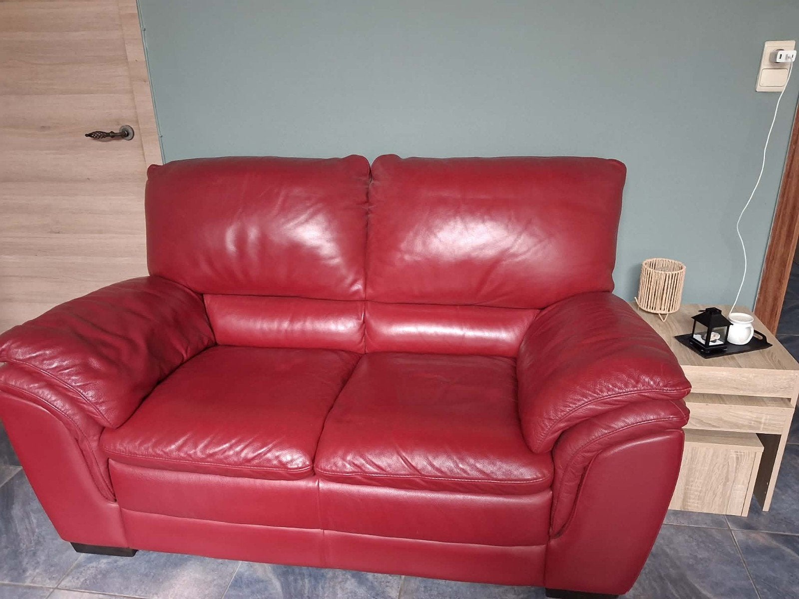 Salon 3+2 cuir rouge avec 2 relax, Maison & Meubles, Canapés | Salons, Enlèvement, Cuir