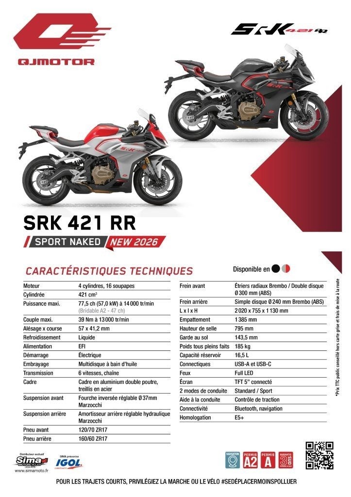 QJ Motor SRK 421 RR, Motoren, Motorrijbewijs A, 421 cc, Meer dan 35 kW, Overig