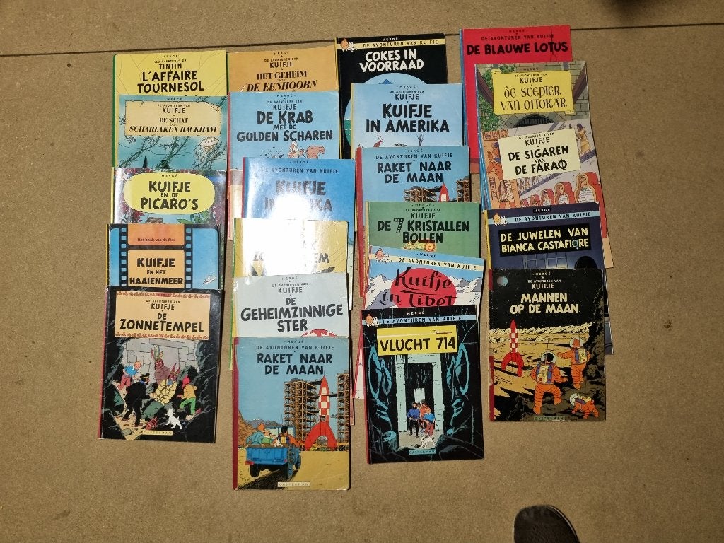 Kuifje stripboeken lot (22 albums), Meerdere stripboeken, Ophalen, Gelezen, Hergé
