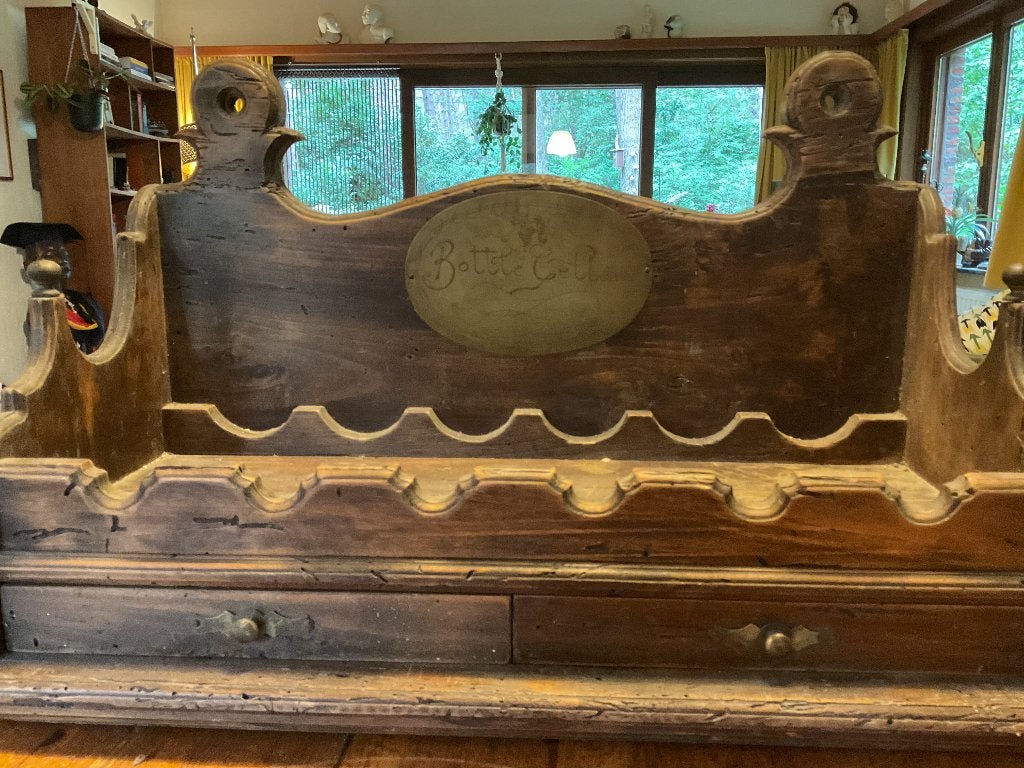 Vintage houten flessenrek, Antiek en Kunst, Ophalen
