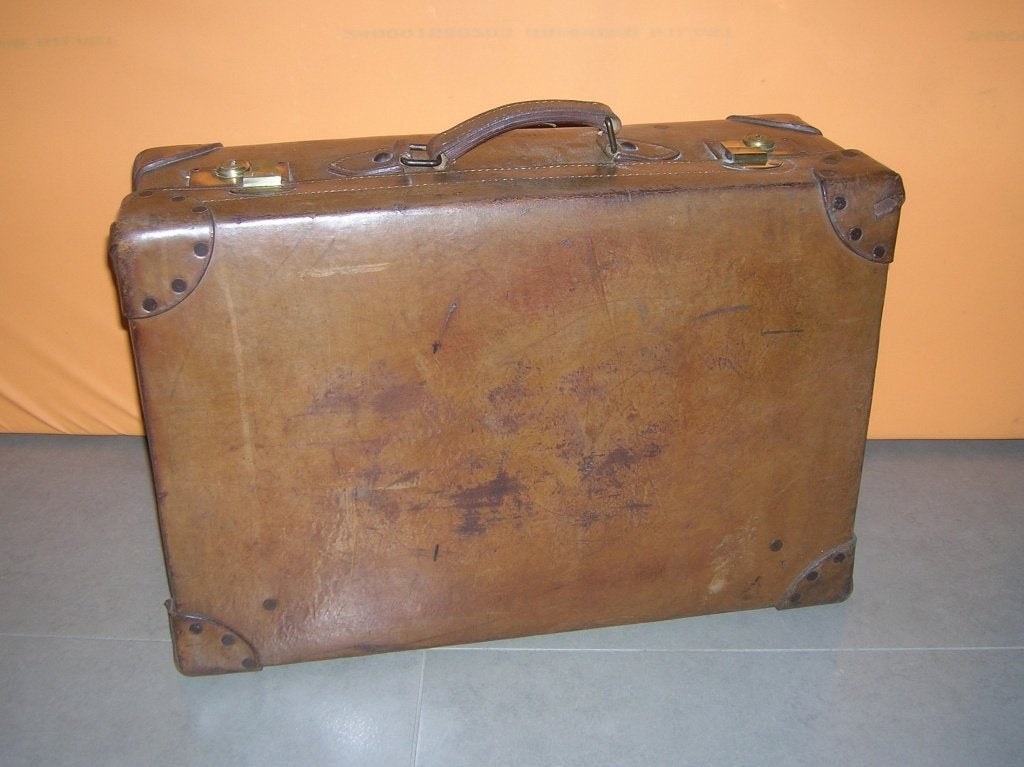 Vintage lederen reiskoffer, Verzamelen, Ophalen, Overige typen