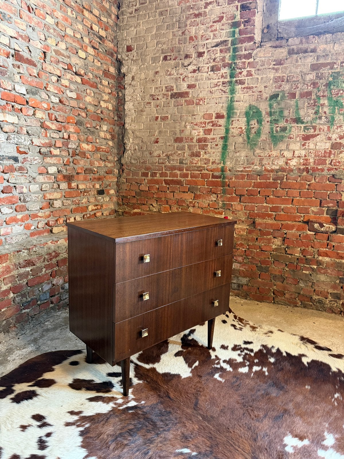 Vintage midcentury commode/ladekast, Ophalen, 50 tot 100 cm, Zo goed als nieuw, 3 of 4 laden