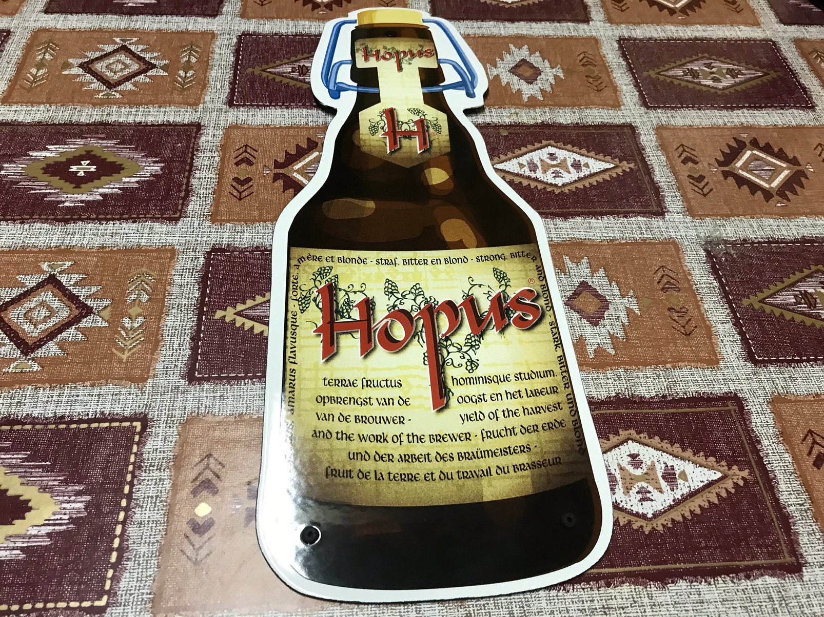Panneau d'affichage en émail pour bière Hopus, Enlèvement ou Envoi, Comme neuf, Panneau publicitaire