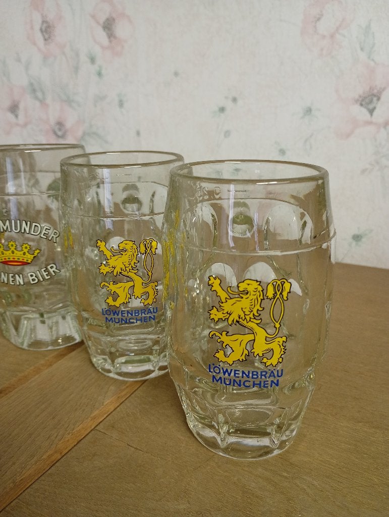 Lot van 6 vintage Duitse bier pullen mugs, Verzamelen, Ophalen, Zo goed als nieuw, Bierglas
