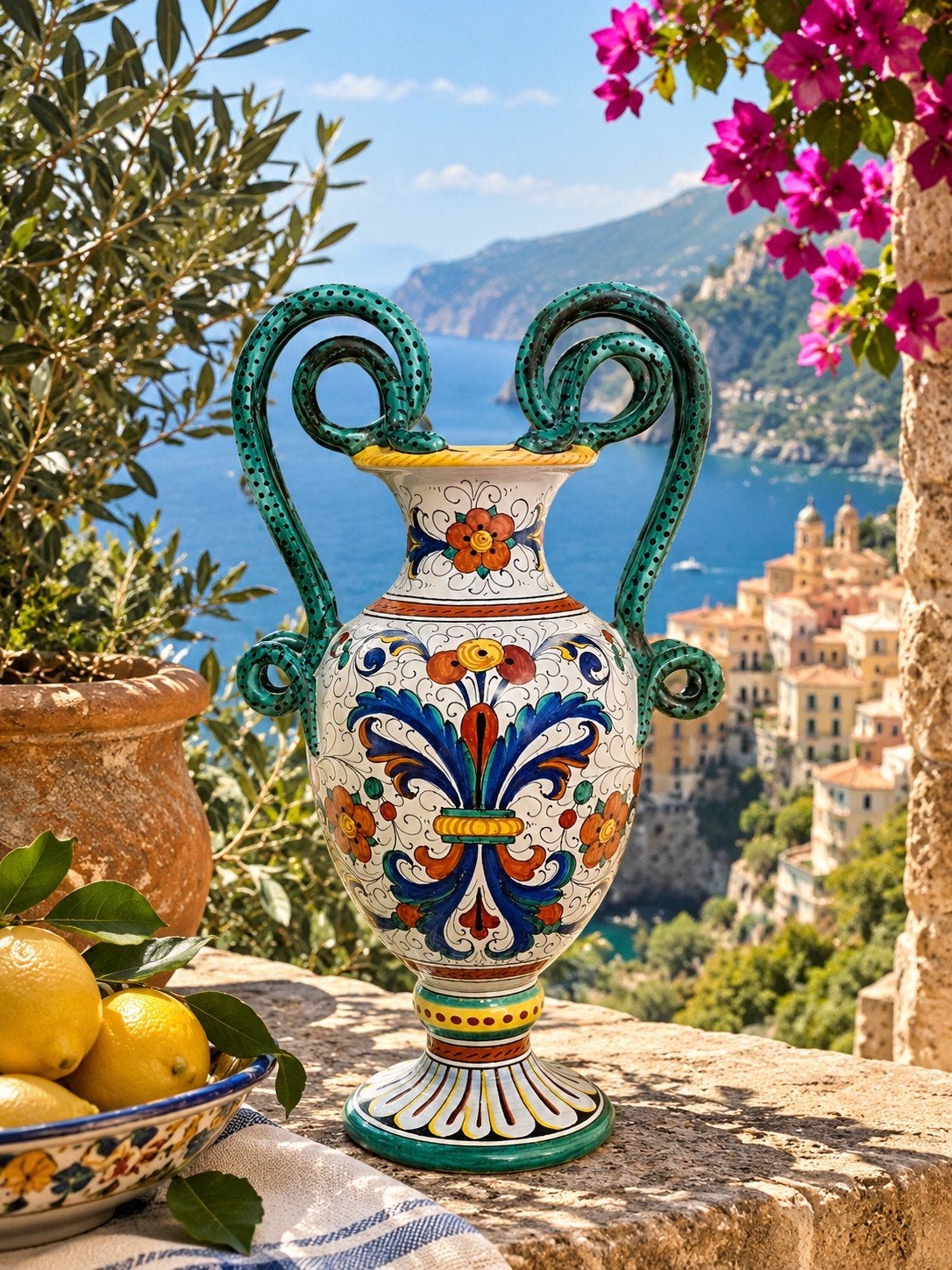 Prachtige Authentieke Italiaanse Deruta Vaas – Handgeschilde, Antiek en Kunst, Ophalen