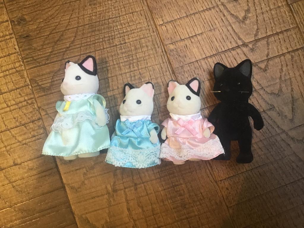 Sylvanian Families Tuxedo cat familie, Kinderen en Baby's, Speelgoed | Poppenhuizen, Ophalen, Zo goed als nieuw, Poppenhuispop