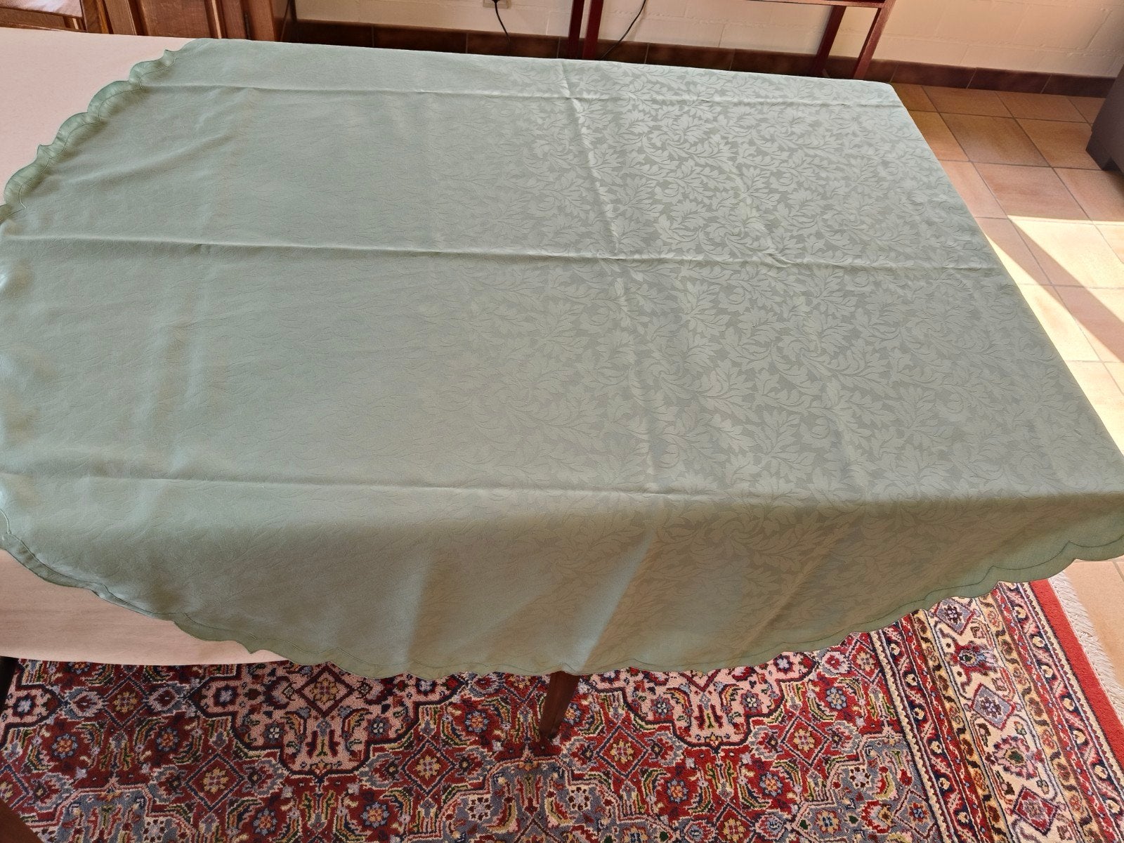 groen rond tafelkleed, Rond, Ophalen of Verzenden, Zo goed als nieuw, Groen
