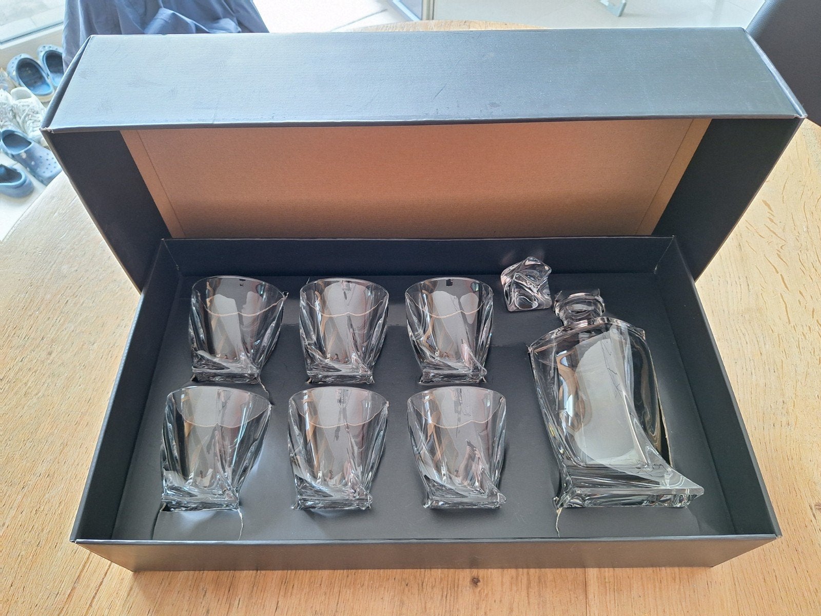 6 whiskey glazen en karaf bohemian prestige quadro, Ophalen of Verzenden