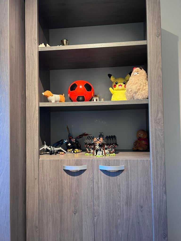 Kast met legplanken in donkere houtlook, Huis en Inrichting, Ophalen, Met deur(en), 50 tot 100 cm, Zo goed als nieuw
