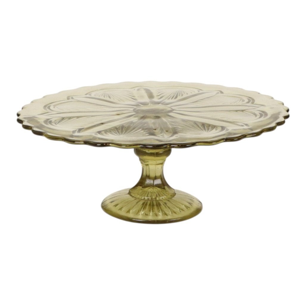 Art Deco Taartschaal Gebak Schaal Geperst Glas 27cm, Ophalen of Verzenden