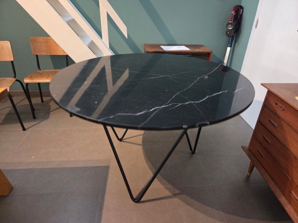 Ronde marmeren eettafel, Huis en Inrichting, Tafels | Eettafels, Ophalen, Overige materialen, Gebruikt, Rond