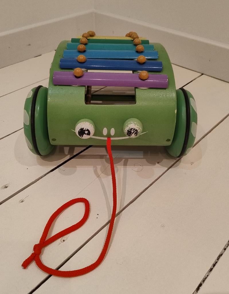 JANOD xylofoon houten schildpad, Kinderen en Baby's, Speelgoed | Houten speelgoed, Gebruikt, Duw- of Trekspeelgoed, Ophalen of Verzenden