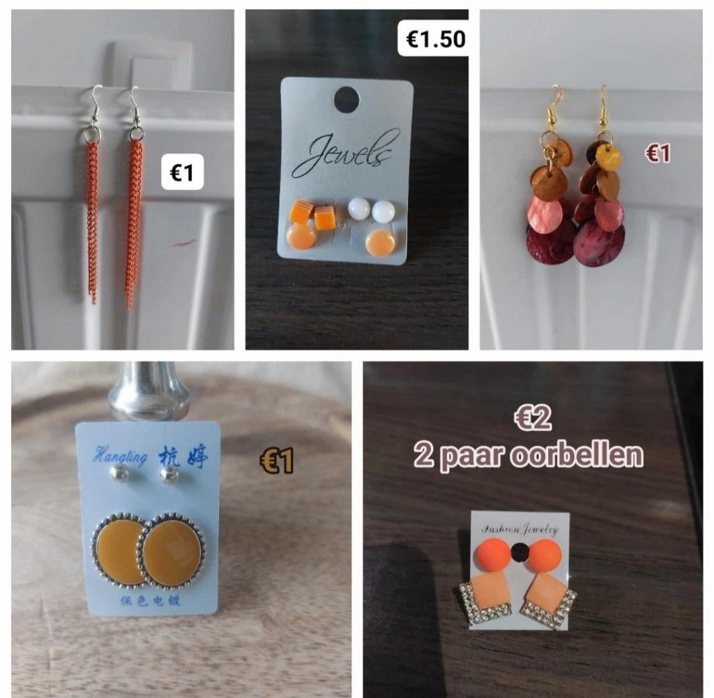 Partijtje oorbellen, Handtassen en Accessoires, Oorbellen, Ophalen of Verzenden, Nieuw, Oranje, Overige materialen