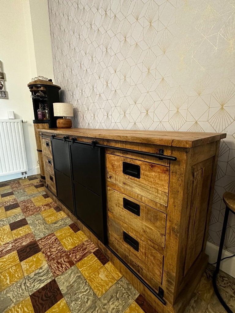 Meuble TV en bois de manguier, Maison & Meubles, Enlèvement, Comme neuf, Teck