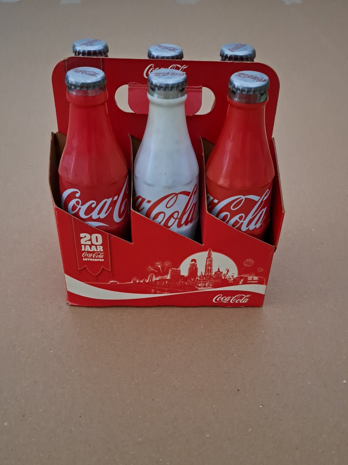 6 flesjes Coca-Cola 20jaar Antwerpen, Ophalen of Verzenden, Zo goed als nieuw, Overige typen