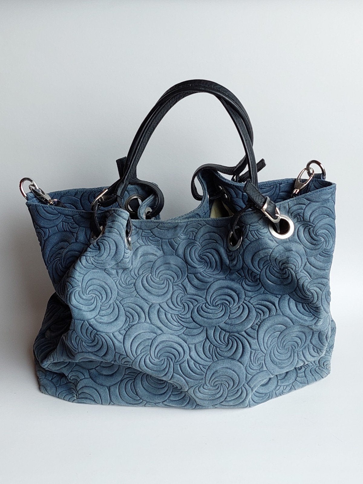 Vintage lederen blauwe handtas - Italy, Enlèvement, Sac à main