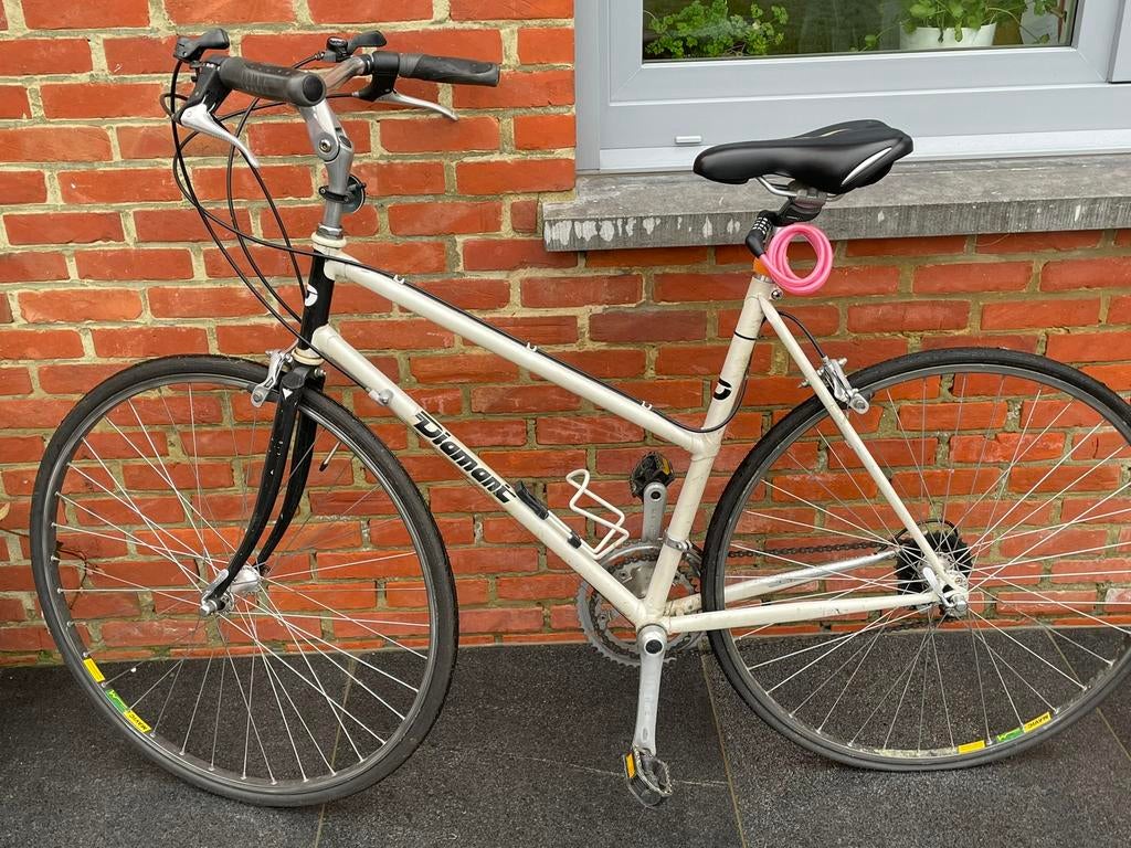 Witte koersfiets Diamant voor dames, Fietsen en Brommers, Gebruikt, Velgrem, 47 tot 50 cm, Ophalen