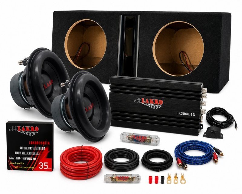 Mini mega powerpack 5 - LAKRO - Dubbele 8 inch - 500 watt, Autos : Divers, Haut-parleurs voiture