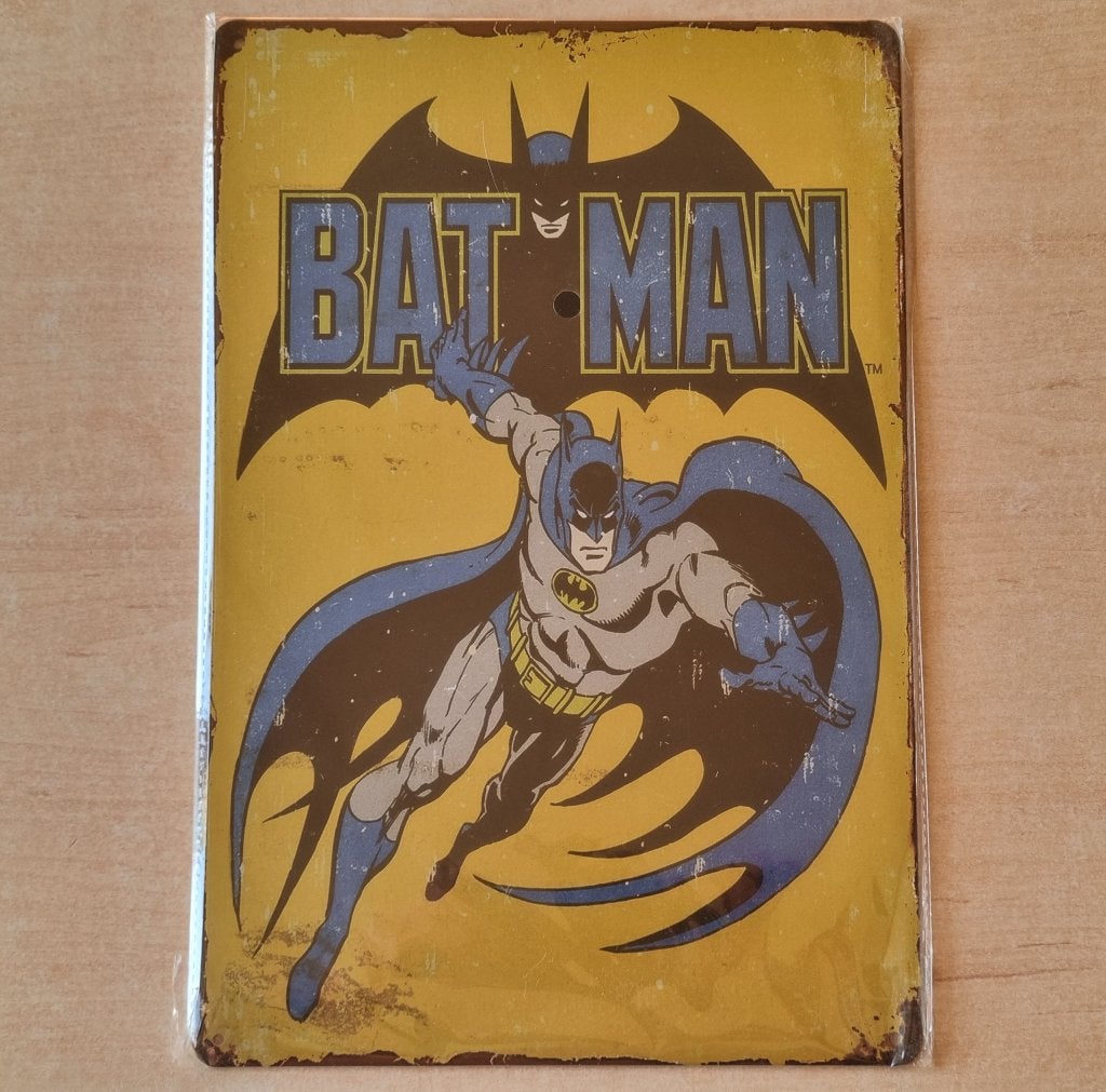 Metalen Wanddecoratie BATMAN ( 30 cm x 20 cm ), Metaal, 30 cm, 20 cm, Geel