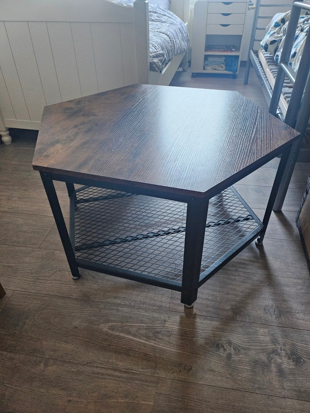 zeshoekige salontafel, Ophalen, Industrieel,rustiek, 50 tot 100 cm, Zo goed als nieuw