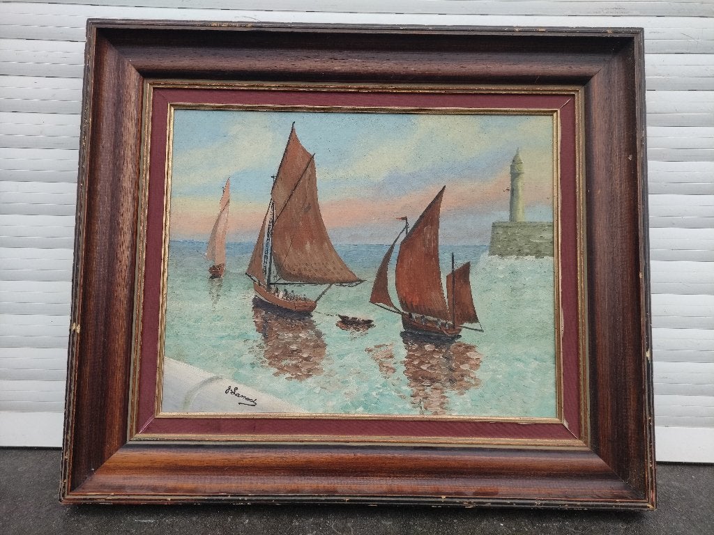 Huile sur toile marine signe g lamoot, Ophalen of Verzenden, Doek