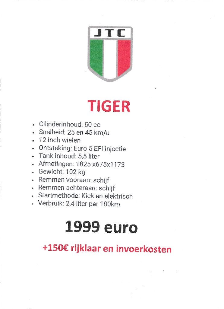 jtc tiger nieuwe scooter 50cc in A / B te verkrijgen 1999€, Neuf, JTC, Enlèvement, Essence