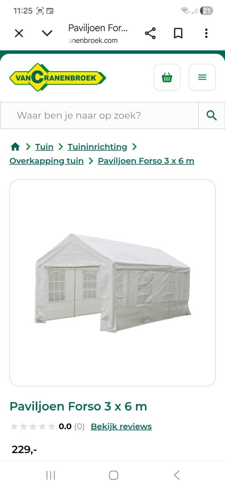 Partytent 6x3, Ophalen, Partytent