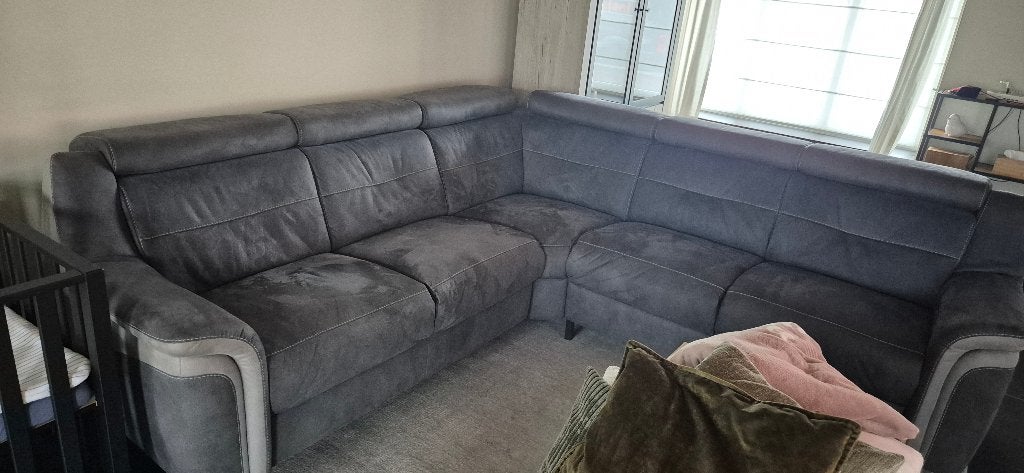 Hoeksalon grijs - heel goede staat, Huis en Inrichting, Ophalen, 250 tot 300 cm, Hoekbank, 75 tot 100 cm