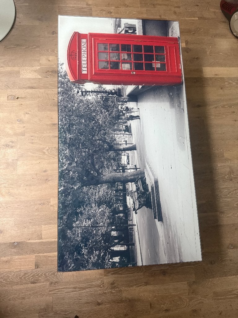 Belle table basse (33x55x104), 100 à 150 cm, Comme neuf, Verre, Enlèvement