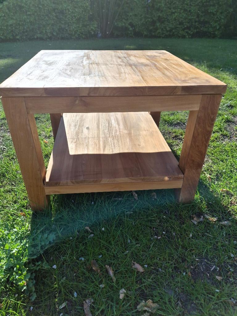Bijzettafels teak/acaciahout, Ophalen, Zo goed als nieuw, Hout, Landelijk