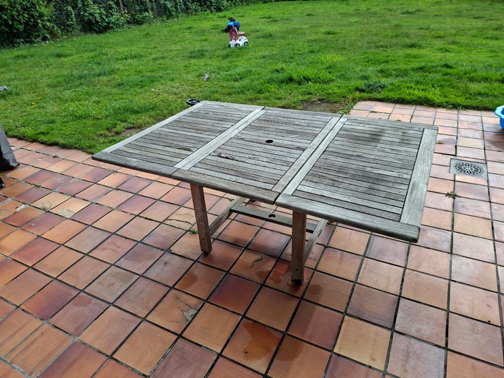 Teakhouten uitschuifbare tuintafel - 4 tot 6 personen, Tuin en Terras, Ophalen, Hout