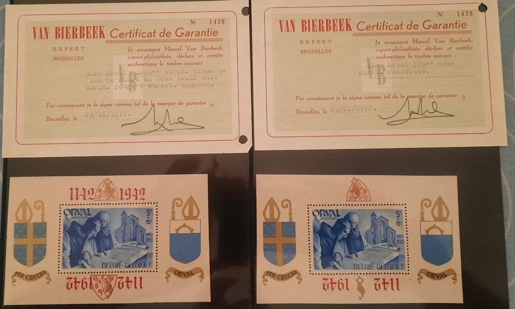 Serie de quatre blocs commémoratifs Orval avec certificat, Timbres & Monnaies, Neuf, Enlèvement ou Envoi, Non oblitéré, Gomme originale