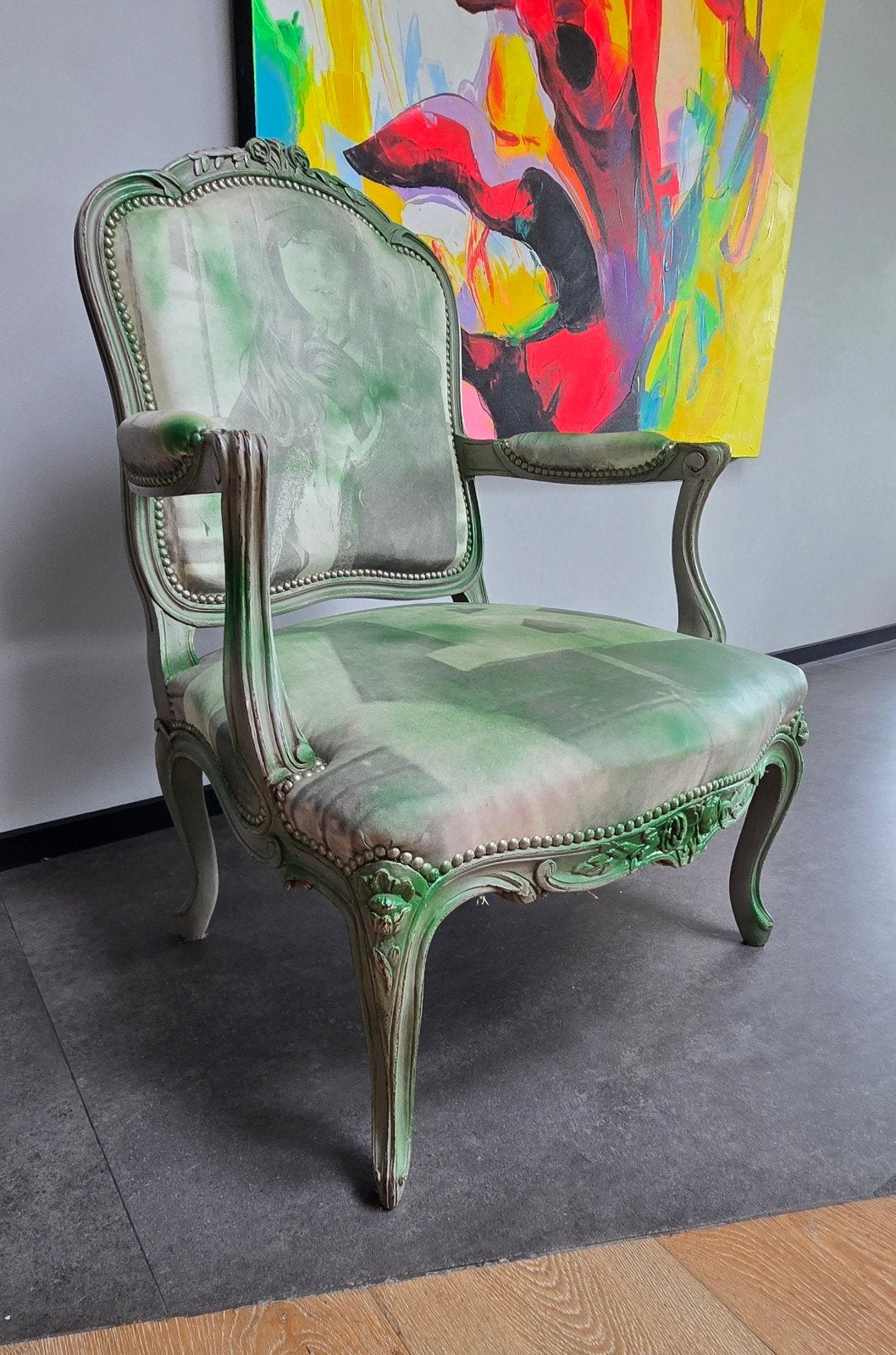 Fauteuil Louis XV revisité Cottonfield Vintage 90's, Maison & Meubles, Enlèvement, Bois