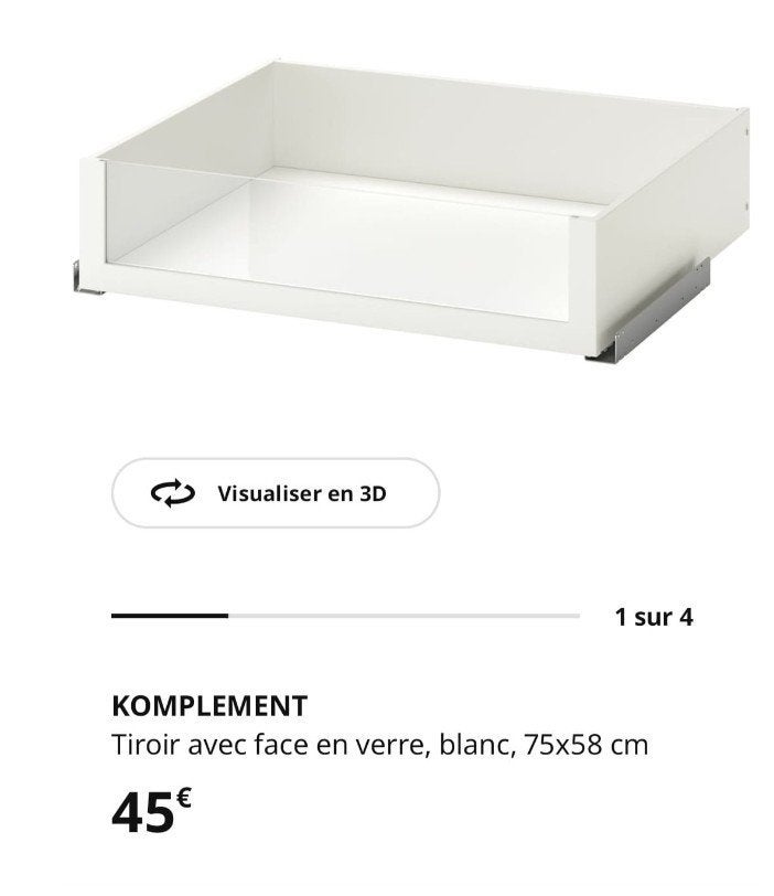 Ikea Pax lade met wit glazen front 75 cm, Huis en Inrichting, Ophalen, Gebruikt