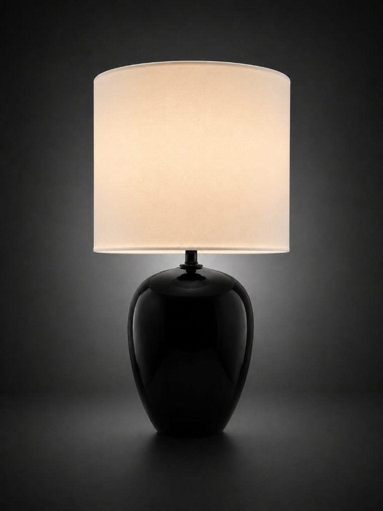 Lampe de table présentant un pied en céramique noire., Maison & Meubles, Lampes | Lampes de table, Neuf, Céramique, Pierre/céramique
