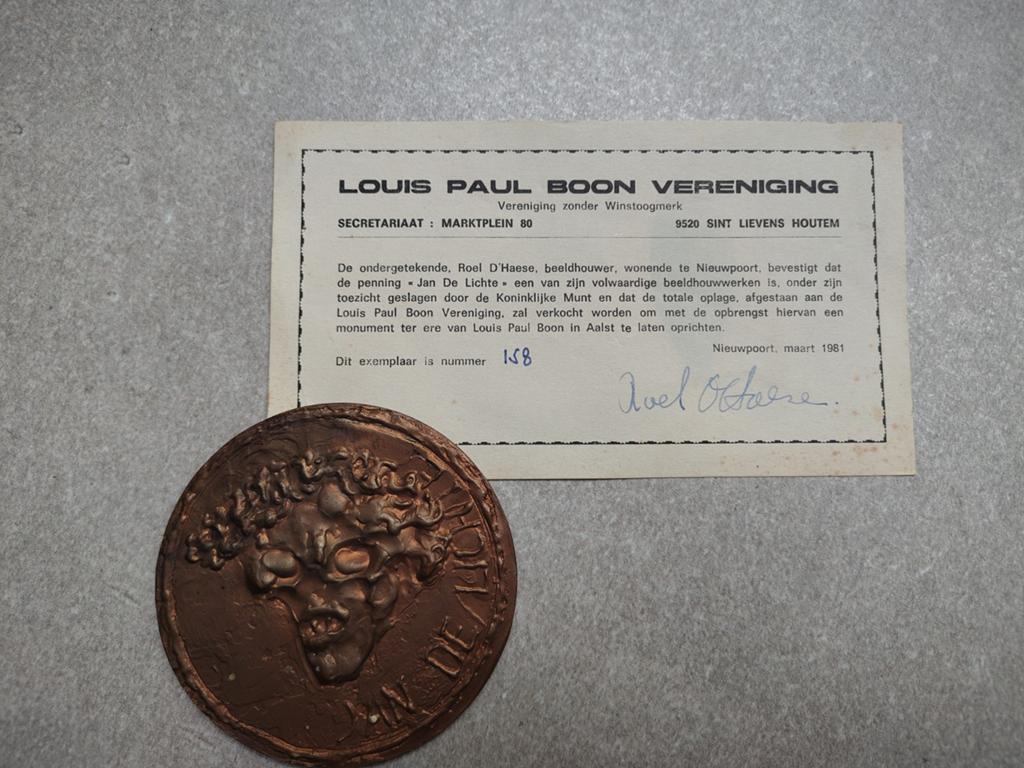 Roel D'Haese penning Louis Paul Boon - Jan de Lichte 1981, Enlèvement ou Envoi