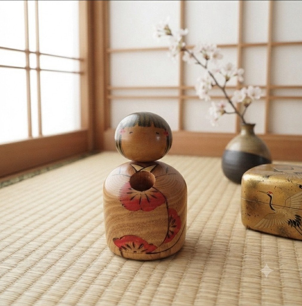 Les magnifiques kokeshi d'Usaburo, Antiquités & Art, Art | Art non-occidental, 11 cm, Japon, Bois, Peint