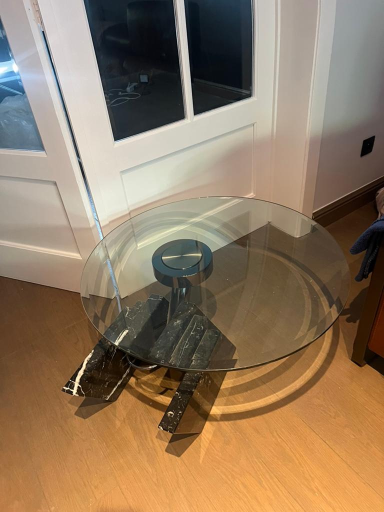 Ronde glazen salontafel, Enlèvement, Comme neuf