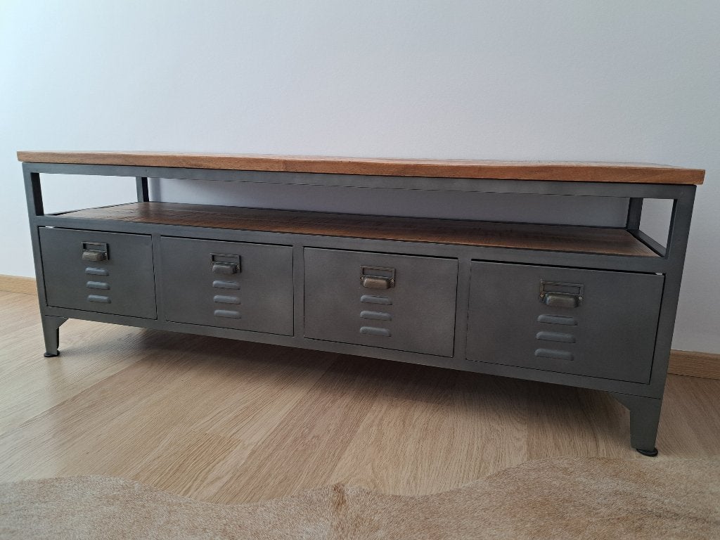 Kast metaal/mangohout, Huis en Inrichting, Ophalen, Zo goed als nieuw