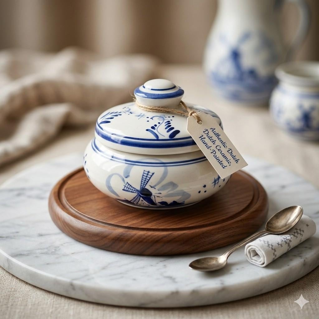 Pot Couvert VERO Céramique Delft Style Hollandais Bleu Blanc, Antiquités & Art, Antiquités | Céramique & Poterie, Envoi