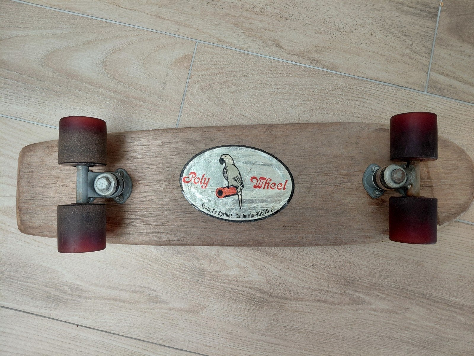 vintage skateboard 1970s merk poly wheel, Ophalen of Verzenden, Gebruikt, Skateboard