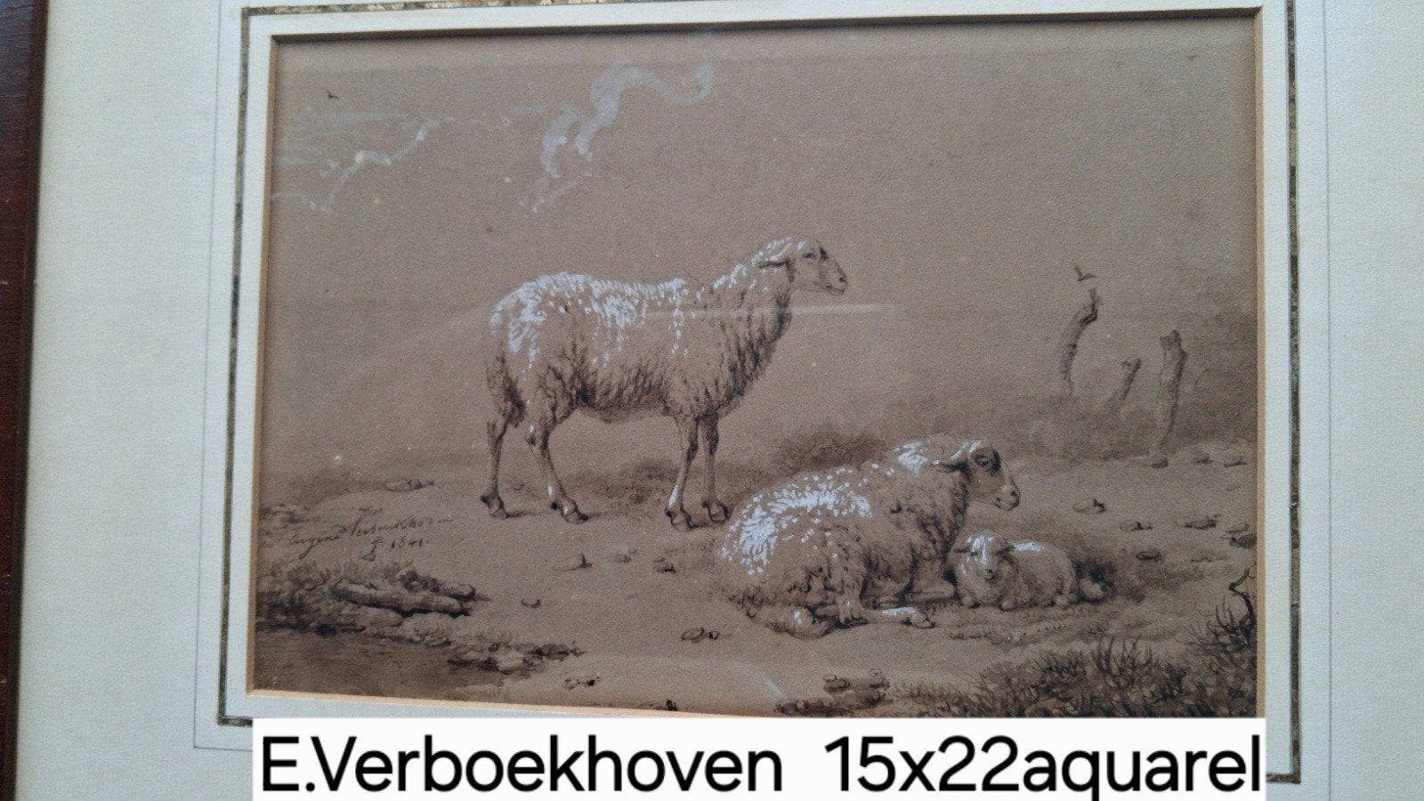 Eugeen Verboekhoven aquarel schaapjes, Ophalen