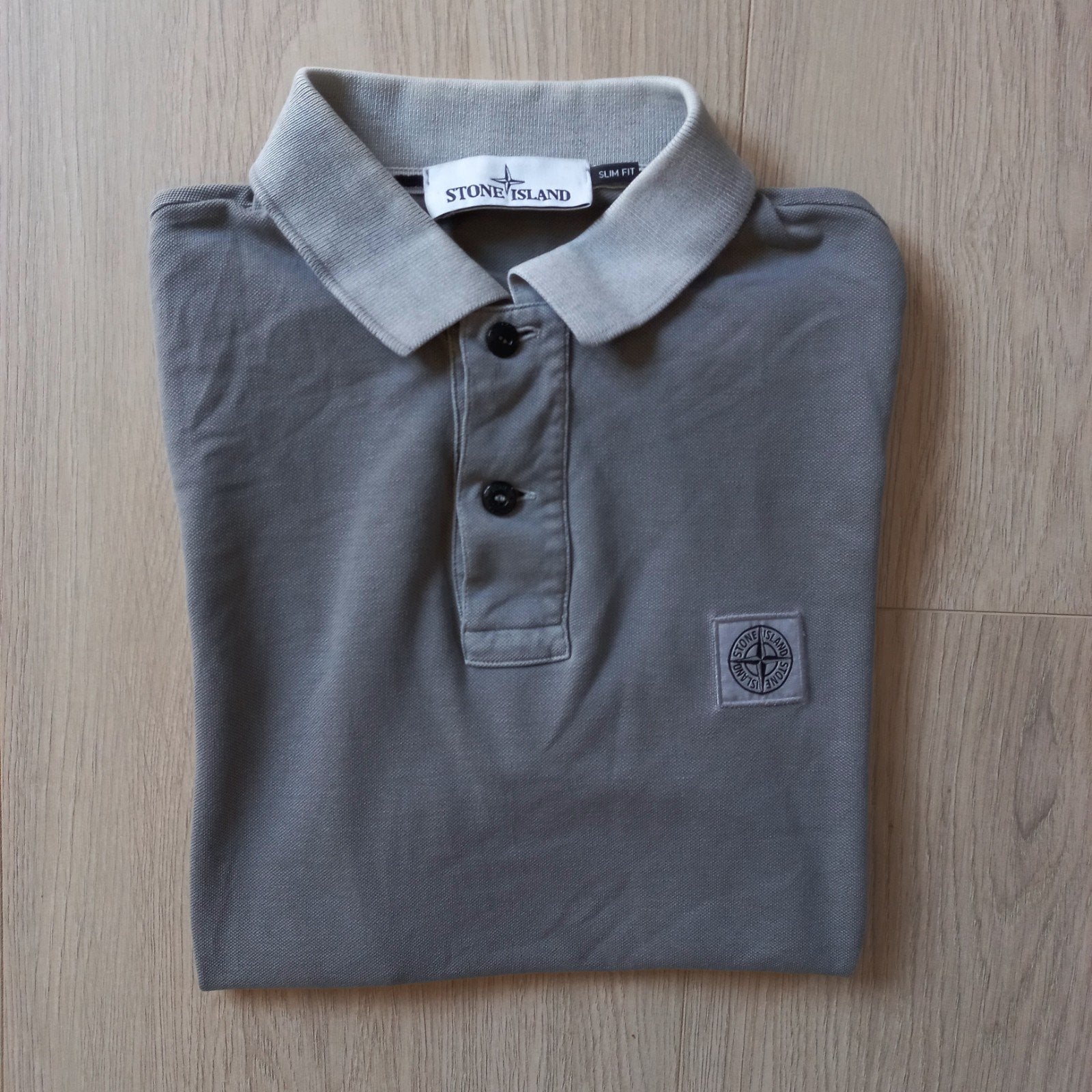 Stone Island slimfit polo grijs maat S - met certilogo, Kleding | Heren, Verzenden, Maat 46 (S) of kleiner, Grijs, Stone Island