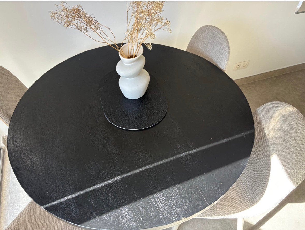 Table ronde noir en bois, Maison & Meubles, Enlèvement, Comme neuf