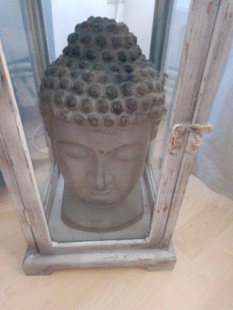 Buddha hoofd beeld, Ophalen, Steen/keramiek, Grijs, Zo goed als nieuw