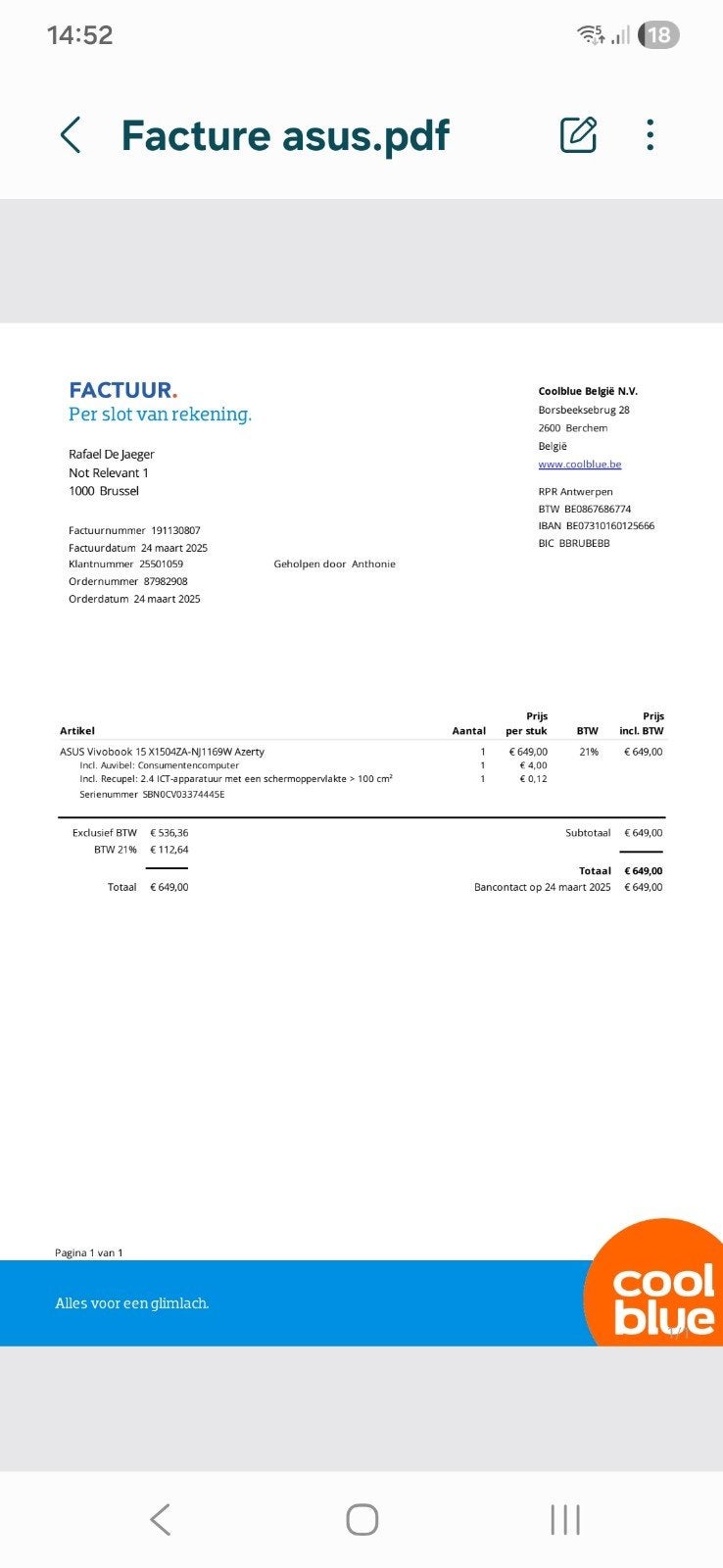 Asus I7-laptop, Computers en Software, Windows Laptops, Ophalen