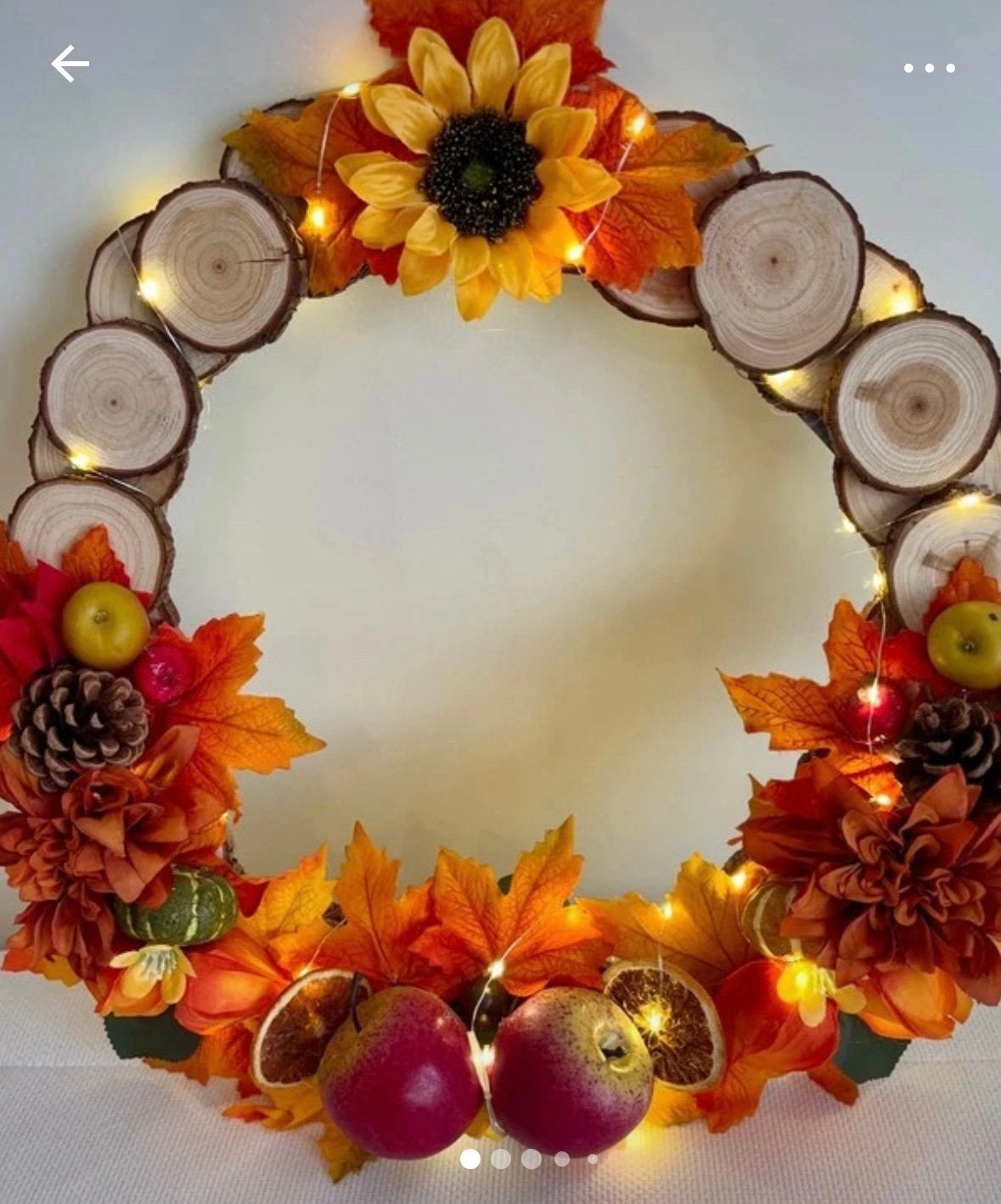 Couronne d'automne extérieure avec lumières, Neuf, Bois, Enlèvement ou Envoi, 35 cm