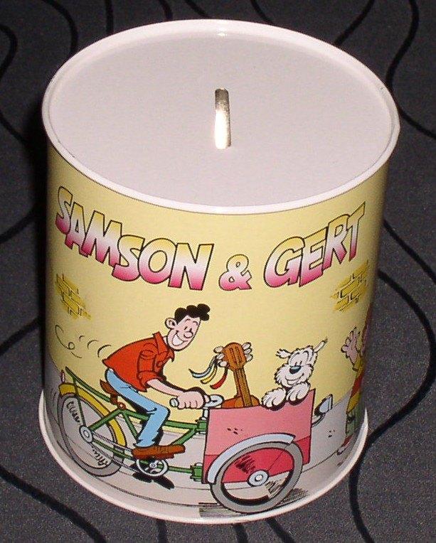 Blikken doos Samson & Gert (spaarpot), Verzamelen, Ophalen of Verzenden, Zo goed als nieuw, Overige, Overige merken