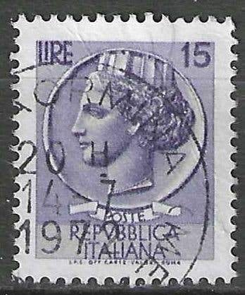 Italie 1955/1960 - Yvert 714 - Munt van Syracus - 15 l. (ST), Verzenden, Gestempeld