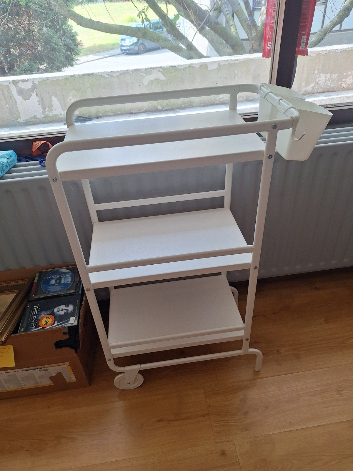 Witte Ikea Opbergwagen – Incl. 2 bakjes & haakje, Huis en Inrichting, Ophalen, Zo goed als nieuw